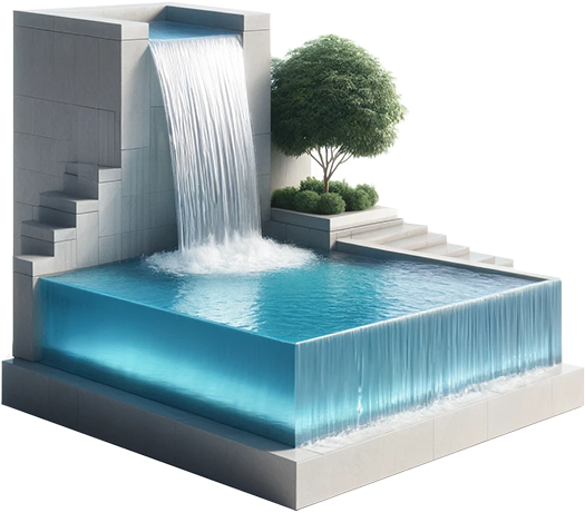 Render di una fontana per piscina - Esa Italy Piscine