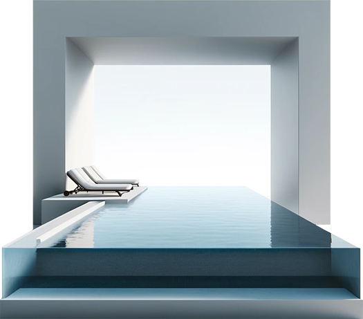 Render di una piscina a sfioro - Esa Italy Piscine