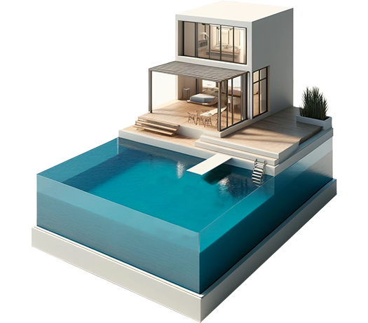 Render di una piscina con trampolino - Esa Italy Piscine